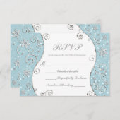 ウィンターワンダーランド雪の結晶スワールRSVPカード 出欠カード (正面/裏面)