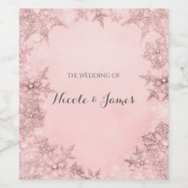 ウィンターワンダーランド雪の結晶ピンクワエレガントイン ワインラベル