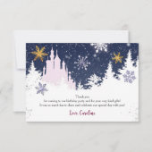 ウィンターワンダーランド雪プリンセスキャッスルブルーパープル サンキューカード (正面)