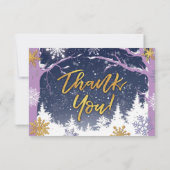 ウィンターワンダーランド雪プリンセスキャッスルブルーパープル サンキューカード (裏面)
