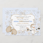 ウィンターワンダーランド1回目の誕生日 招待状 (正面/裏面)