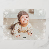 ウィンターワンダーランド1歳の誕生日招待状の女の子 箔招待状 (裏面)