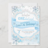 ウィンターワンダーランド1歳の誕生日招待状 招待状 (正面)