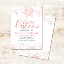 ウィンターワンダーランド1stバースデーガールピンクシルバー