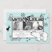 ウィンターワンダーランド1stバースデートリフォトウッドランド 招待状 (正面)