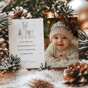ウィンターワンダーランド1st誕生日サンキューカード 招待状