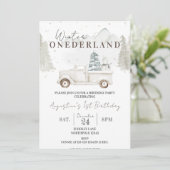 ウィンターワンダーランド1st誕生日、ボーイファースト誕生日 招待状 (スタンド正面)