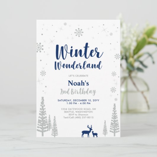 ウィンターワンダーランド2ndボーイ誕生日招待状 招待状 (スタンド正面)