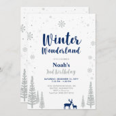 ウィンターワンダーランド2ndボーイ誕生日招待状 招待状 (正面/裏面)