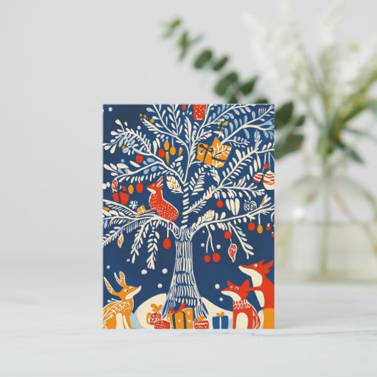 ウィンターワンダーランド、アニマルカード、ホリデーフォークアート シーズンポストカード (スタンド正面)