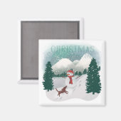 ウィンターワンダーランド – クリスマス雪だるま マグネット (正面/裏面)