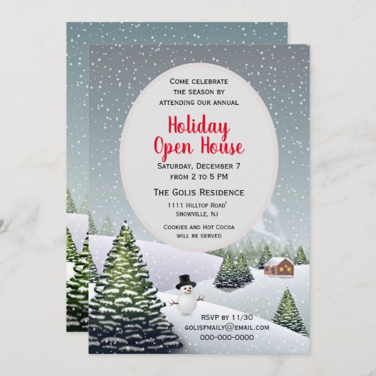 ウィンターワンダーランド クリスマス ホリデー オープンハウス 招待状 (正面/裏面)