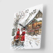 ウィンターワンダーランド スクエア壁時計 (傾斜)