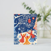 ウィンターワンダーランド,スノーエンジェル,ホリデーフォークアート シーズンポストカード (スタンド正面)