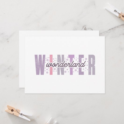 ウィンターワンダーランド - フェスティブ タイポグラフィ アート カード (正面/裏面インサイチュ)