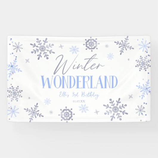ウィンターワンダーランド ブルースノーフレーク バースデーパーティー 横断幕 (横)