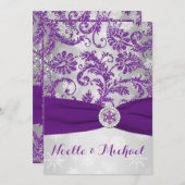 ウィンターワンダーランド、プリントクリスタルバックル-紫 招待状 (正面/裏面)