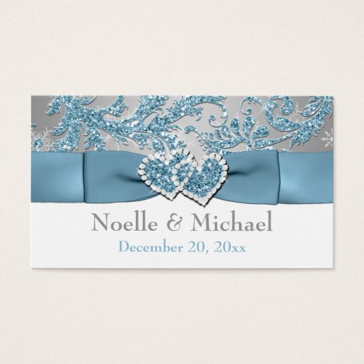 ウィンターワンダーランド、参加ハート結婚式の引き出物ラベル (正面)