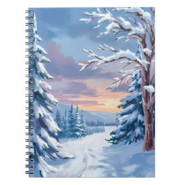 ウィンターワンダーランド | 山の雪の自然画  ノートブック
