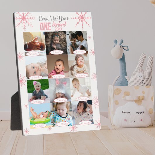 ウィンターワンダーランド 赤ちゃんの1年間の写真コラージュ フォトプラーク