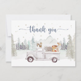 ウィンターワンダーランド, 雪の動物 & トラック サンキューカード