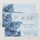 ウィンターワンダーランド 雪 雪の結晶 RSVP 招待状 (正面/裏面)