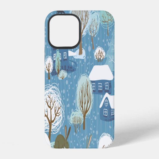 ウィンターワンダーランド:風景パターン iPhoneケース (裏面)