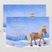 ウィンターワンダーランド 馬と雪の誕生日 招待状 (正面/裏面)