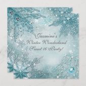 ウィンターワンダーランド 魔法の雪の結晶 招待状 (正面/裏面)
