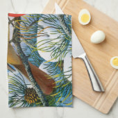 ウィンターワンダーランド（鳥）ショウジョウコウカンチョウバードクリスマス キッチンタオル (四つ折り)