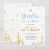 ウィンターワンダーランド - 2歳の誕生日おめでとう - 男の子 招待状 (正面/裏面)