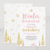 ウィンターワンダーランド 2歳 誕生日招待状 - 女の子 招待状 (正面/裏面)