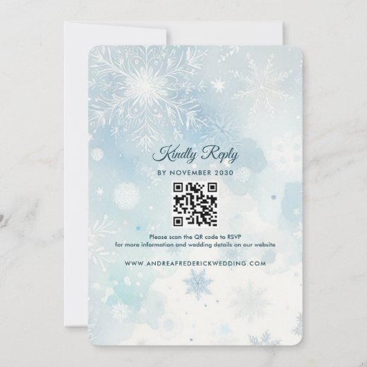 ウィンターワンダーランドQR結婚式招待状 招待状 (裏面)