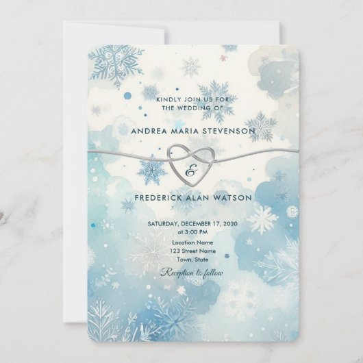 ウィンターワンダーランドQR結婚式招待状 招待状 (正面)