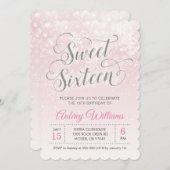 ウィンターワンダーランドSweet sixteenピンクガール誕生日 招待状 (正面/裏面)