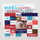 ウィンターワードおもしろいタイポグラフィホリデーフォトカード シーズンカード (正面/裏面)