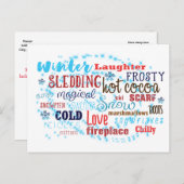 ウィンターワードおもしろいタイポグラフィホリデーポストカード シーズンポストカード (正面/裏面)