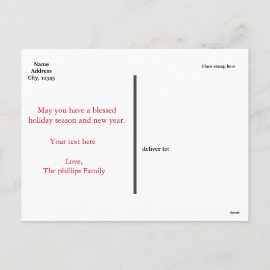 ウィンターワードおもしろいタイポグラフィホリデーポストカード シーズンポストカード (裏面)