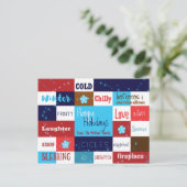 ウィンターワードおもしろいタイポグラフィホリデーポストカード シーズンポストカード (スタンド正面)