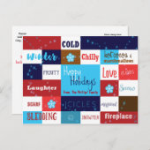 ウィンターワードおもしろいタイポグラフィホリデーポストカード シーズンポストカード (正面/裏面)