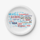 ウィンターワードタイポグラフィおもしろいホリデーパーティープレート ペーパープレート (正面)