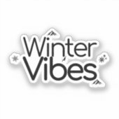 ウィンターヴァイブス - ミニマリストの雪の結晶と山 シール (正面)