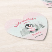 ウィンターヴァレンティーンズガールベビーシャワーハート紙 ペーパーコースター (アングル)