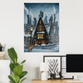 ウィンターヴィレッジのダックスフント ポスター (ホームオフィス)