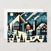 ウィンターヴィレッジアールヌーボーエレガントスノーシーシーン ポストカード (正面/裏面)