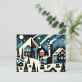 ウィンターヴィレッジアールヌーボーエレガントスノーシーシーン ポストカード (スタンド正面)