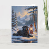 ウィンター湖凍っていのニューファンドラ絵を描ンド犬 カード (正面)