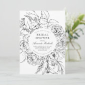 ウィンター白黒ミニマリストフローラブライダルシャワー 招待状 (スタンド正面)