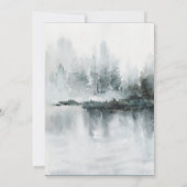 ウィンター白黒ミニマリストフローラブライダルシャワー 招待状 (裏面)