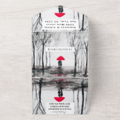 ウィンター素朴ウッドカップル樺の木カントリー オールインワン招待状 (外側)